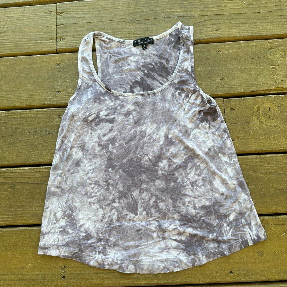 Trixxi Black and Grey Tye-Dye Tank SMALL